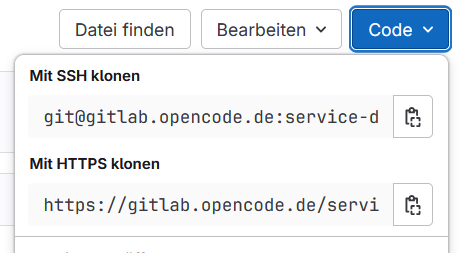URL zum SSH-Zugriff eines Projekts auf GitLab kopieren